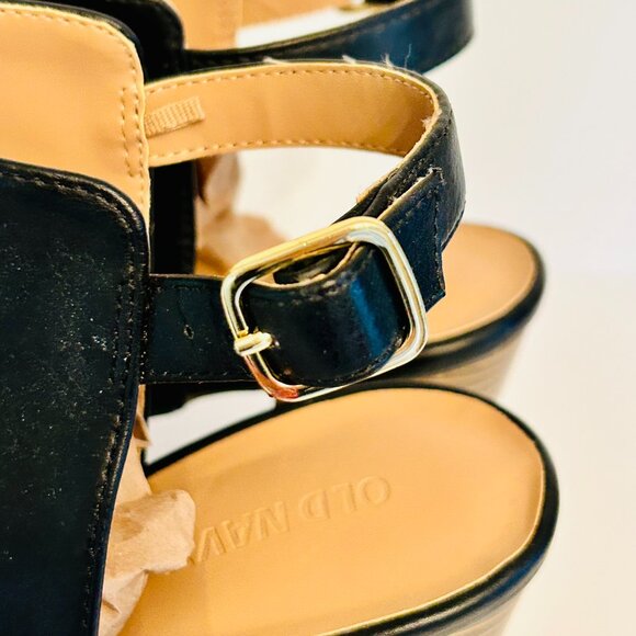 Old Navy Sling Back Peep Toe Stacked Heel Bootie in Black Size 10 - Picture 6 of 8